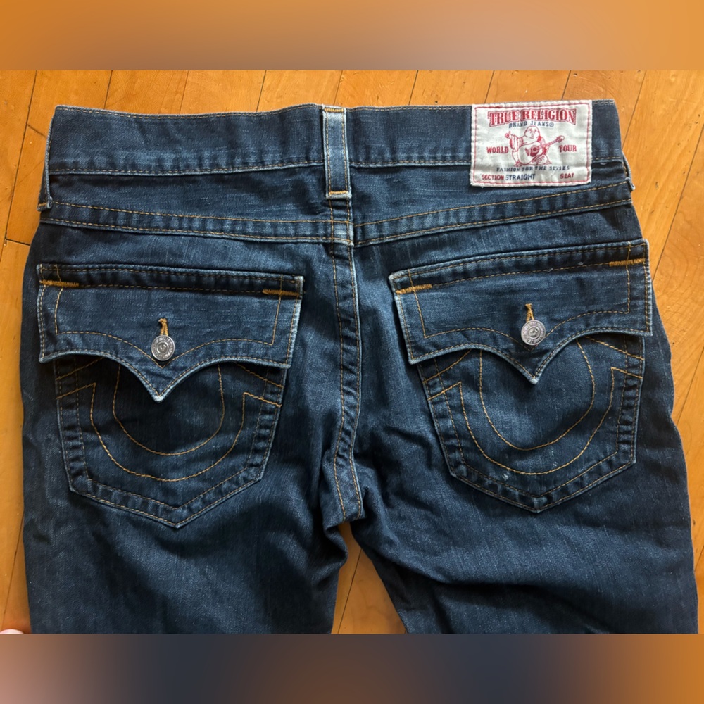 True Religion Men’s Dark Blue Pocket Flap Jeans